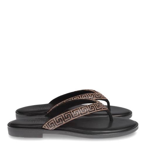 Γυναικείο Φλατ Myconian Sandals 21067 Μαύρο